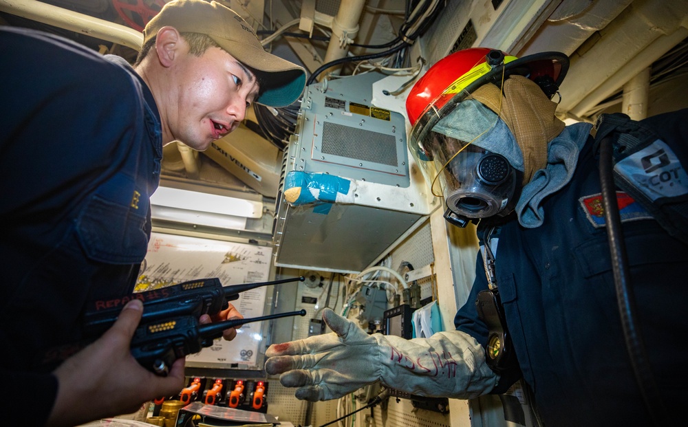 USS Benfold Conducts General Quarters drill while Underway