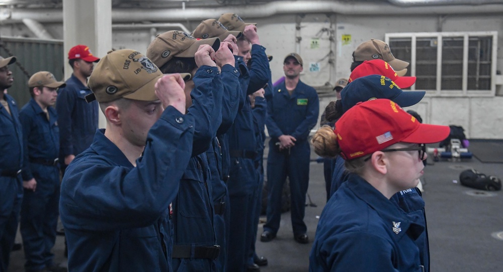 USS Green Bay (LPD 20) Conducts Uniform Inspection