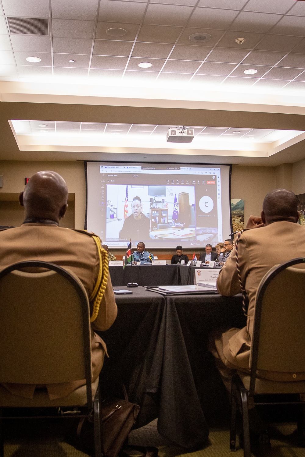 Chidi Blyden remotely addresses attendees of the 2023 African Alumni Symposium (SM)