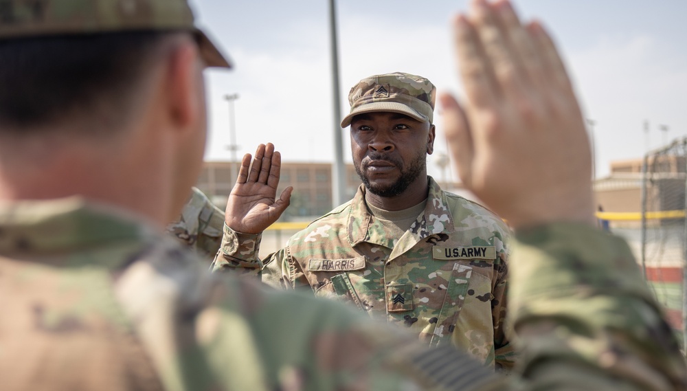 Sgt. Harris reenlistment ceremony