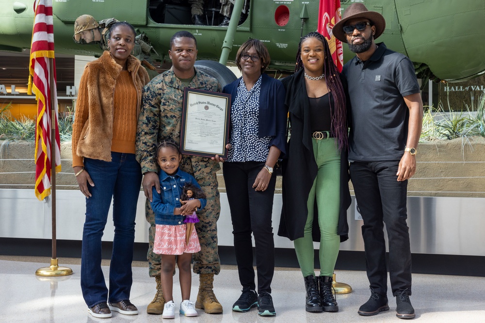 U.S. Marine Promotes to Staff Sgt. at National Museum of the Marine Corps