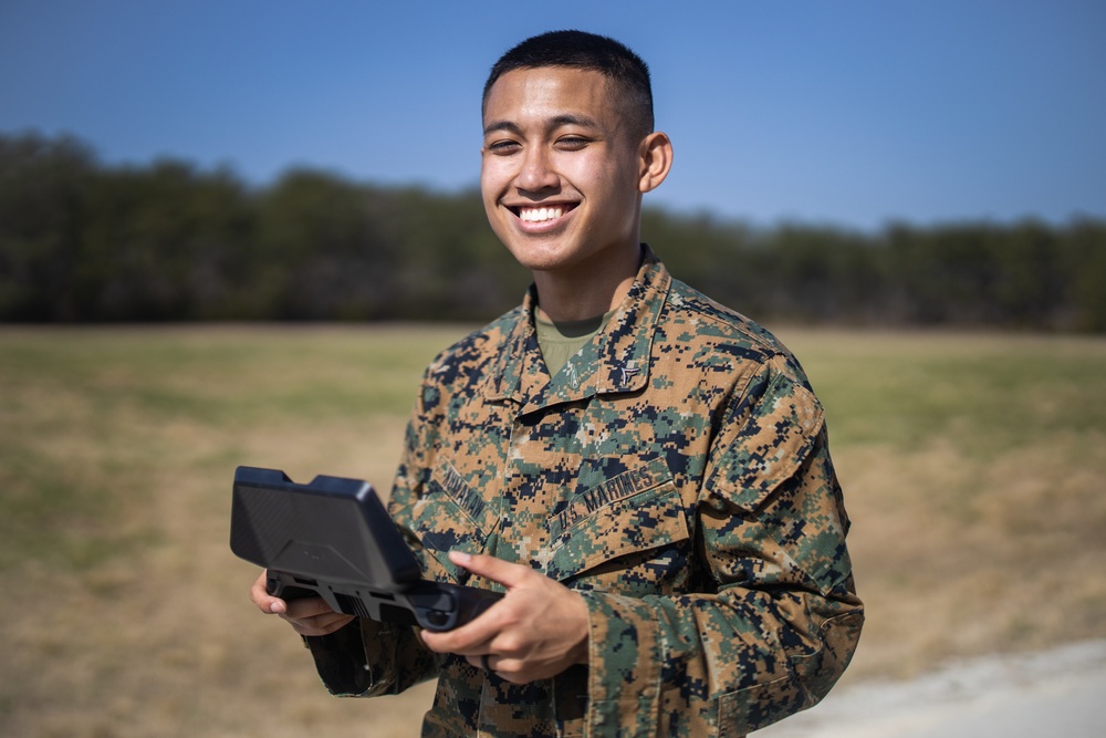 Lance Cpl. Joshua Kumakaw Operates a Small Unmanned Aircraft System