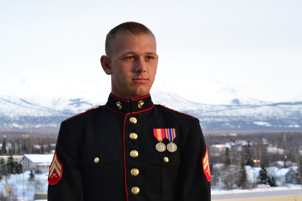 Silent Drill Platoon Marine Returns Home to Alaska to Perform at Iditarod