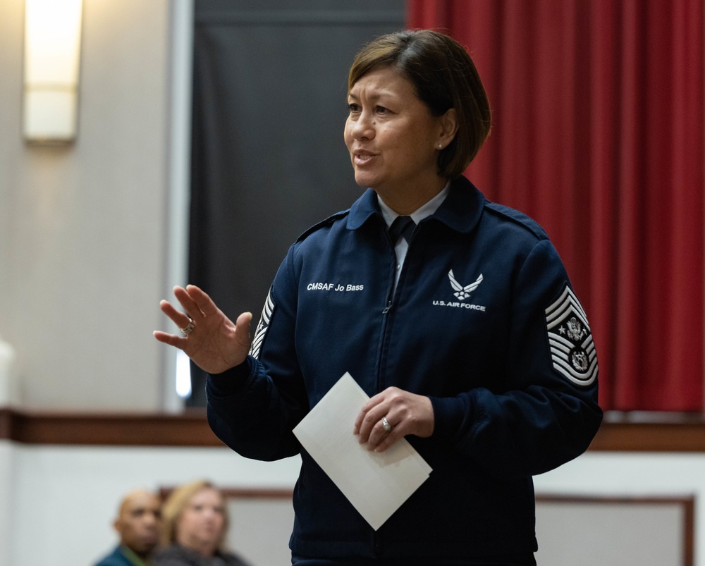 Chief Master Sgt. of the Air Force JoAnne Bass attends the Advanced and Career School Graduation