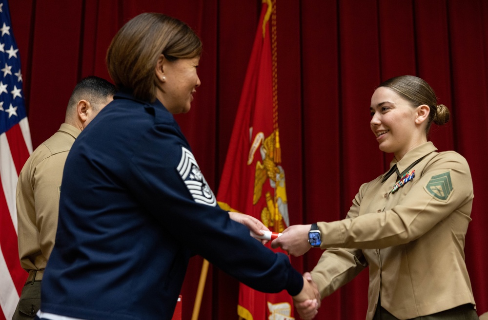 Chief Master Sgt. of the Air Force JoAnne Bass attends the Advanced and Career School Graduation