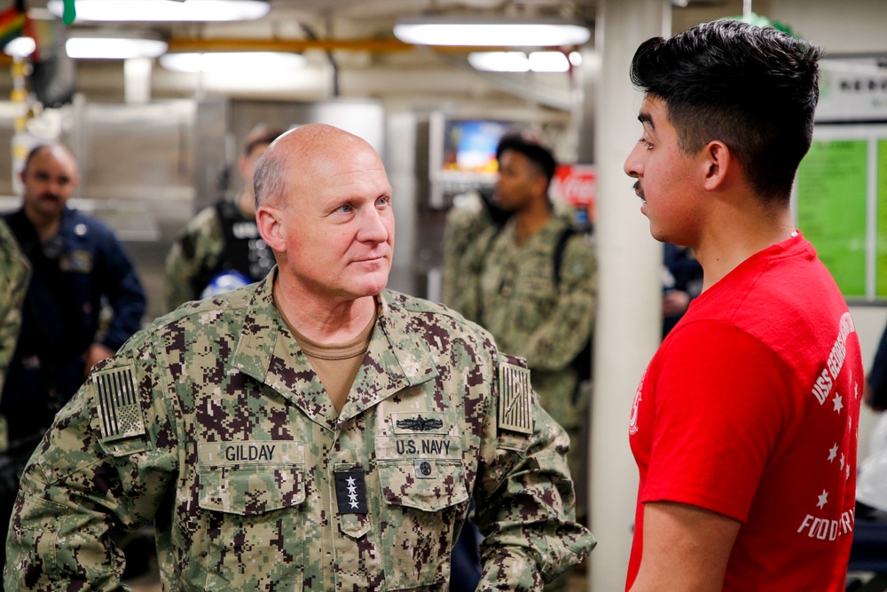 George Washington Welcomes aboard Chief of Naval Operations Adm. Mike Gilday