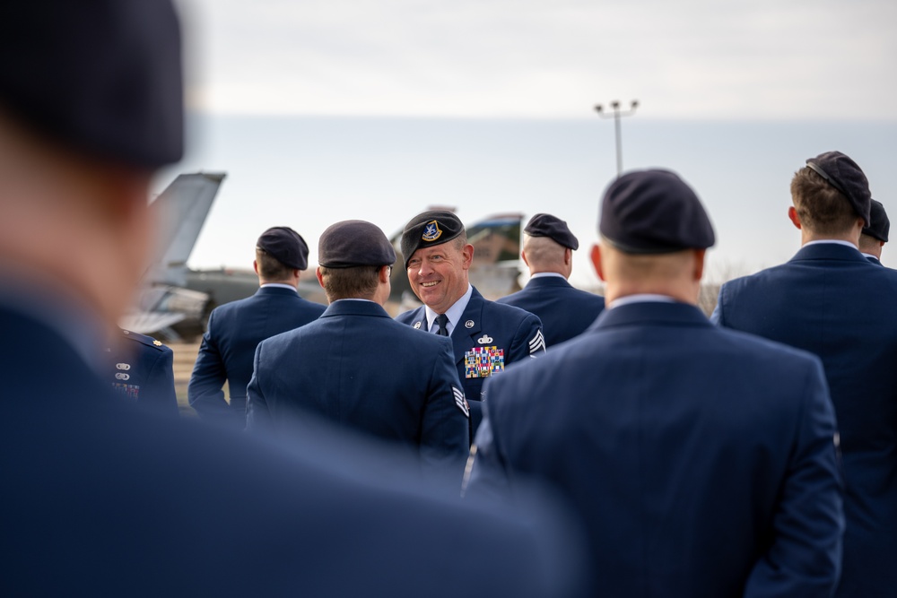 181st Security Forces Squadron conducts dress blues inspection