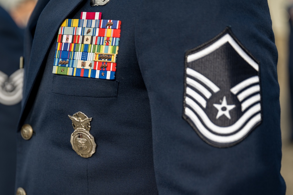 181st Security Forces Squadron conducts dress blues inspection