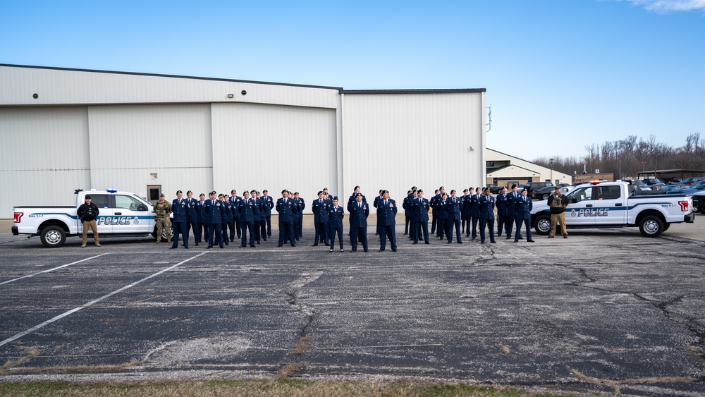 181st Security Forces Squadron conducts dress blues inspection