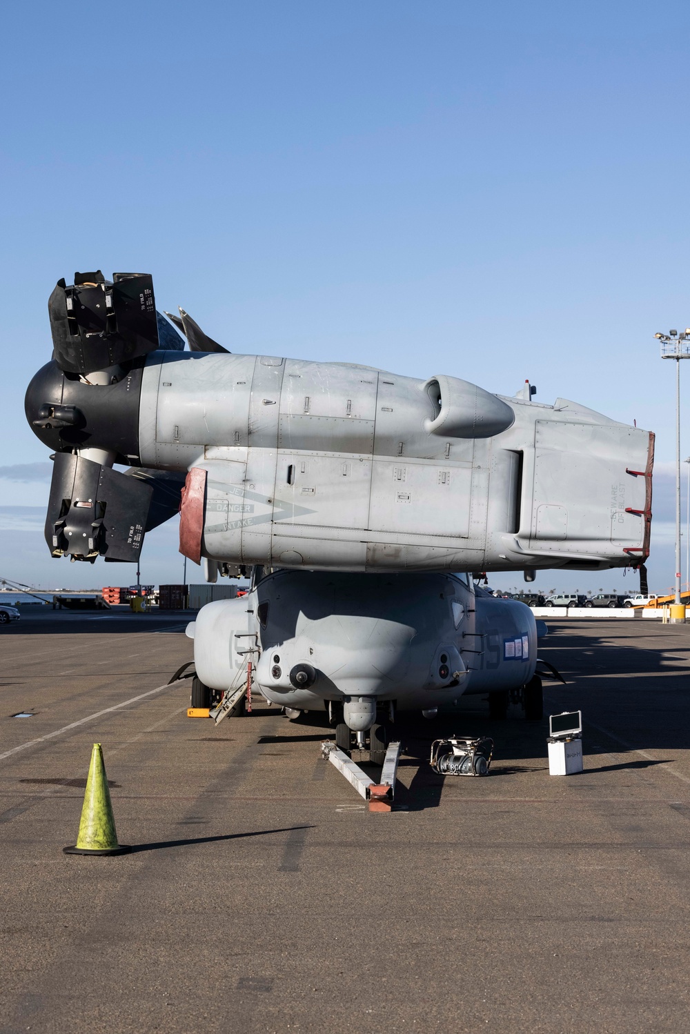 Marine Medium Tiltrotor Squadron 163 Marines Prepare MV-22B Ospreys for Loading  