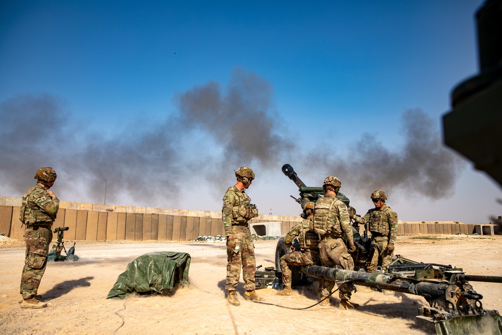 37th Infantry Brigade Combat Team in support of Combined Joint Task Force - Operation Inherent Resolve, joint training exercise with Iraqi 8th Army Artillery Soldiers