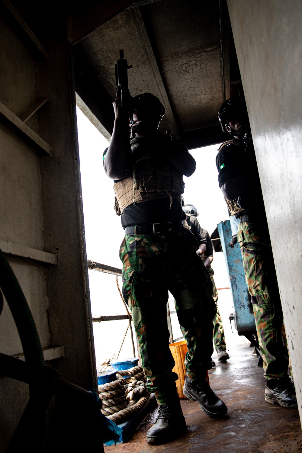 Nigeria forces participate in tactical boat boarding