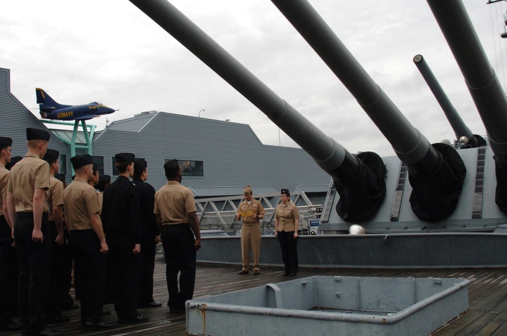 Naval Museum hosts a promotion ceremony aboard Battleship Wisconsin