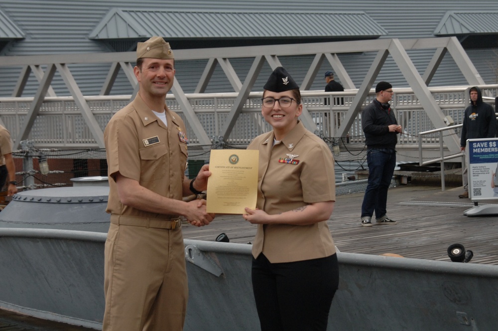 Naval Museum hosts a re-enlistment ceremony aboard Battleship Wisconsin
