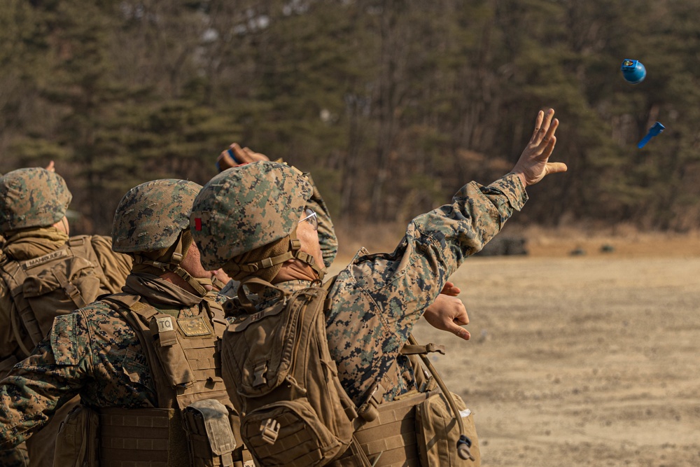 U.S. Marines with 3rd Maintenance Battalion and Republic of Korea Marines conduct grenade range during Korean Marine Exercise Program