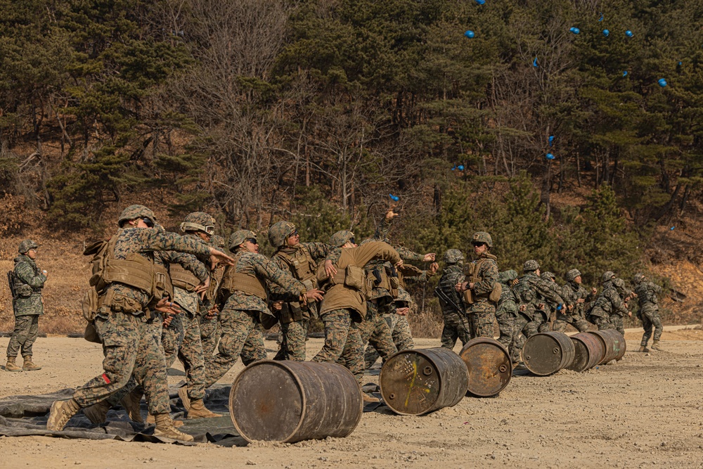 U.S. Marines with 3rd Maintenance Battalion and Republic of Korea Marines conduct grenade range during Korean Marine Exercise Program