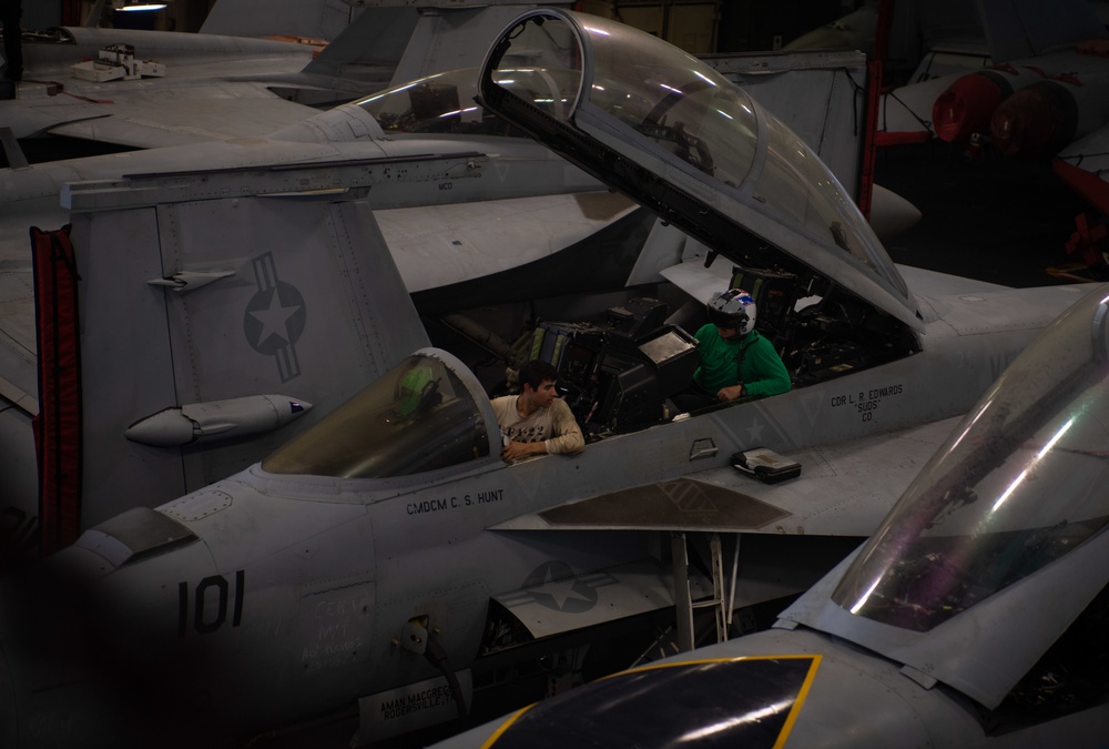 Sailors Perform Routine Maintenance On Aircraft