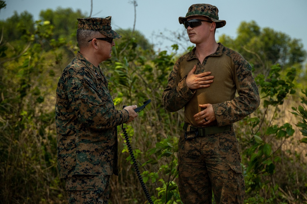 Cobra Gold 23 | 3rd MLG commanding general tours training areas with leaders of Royal Thai Marine Corps