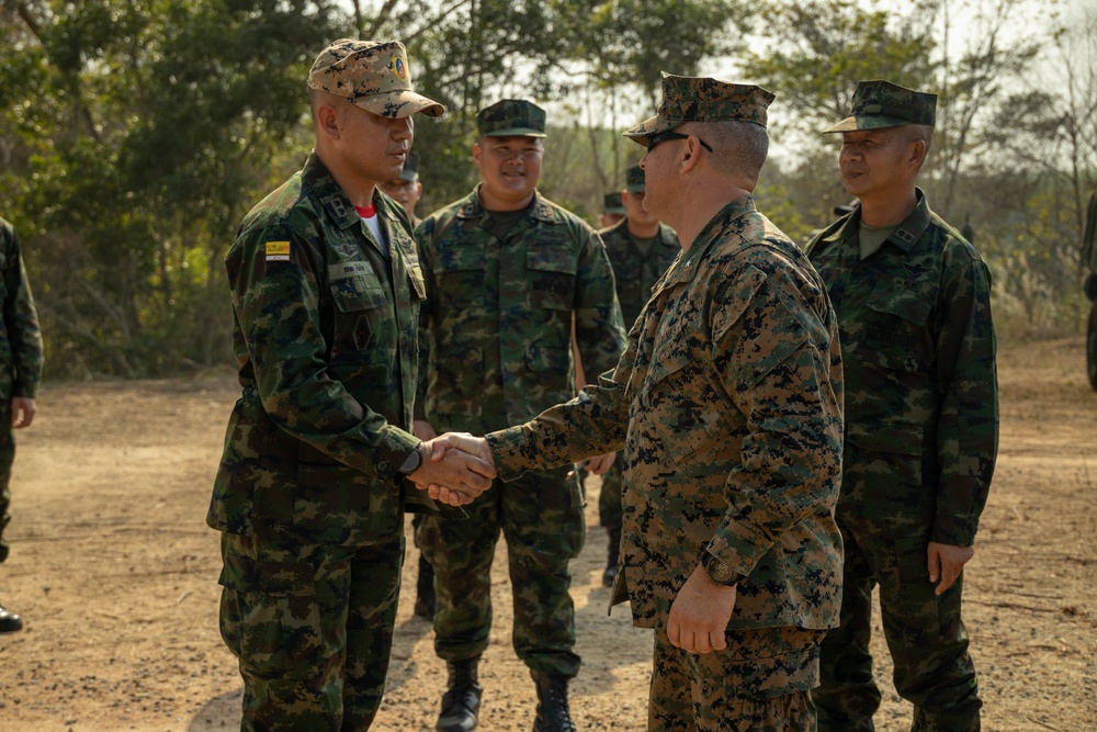 Cobra Gold 23 | 3rd MLG commanding general tours training areas with leaders of Royal Thai Marine Corps