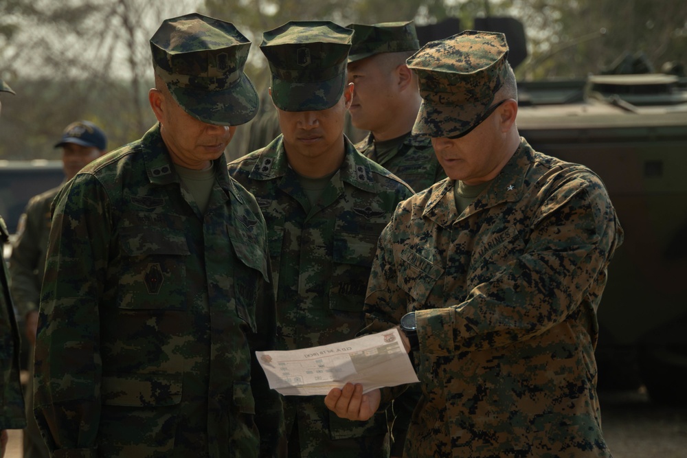 Cobra Gold 23 | 3rd MLG commanding general tours training areas with leaders of Royal Thai Marine Corps