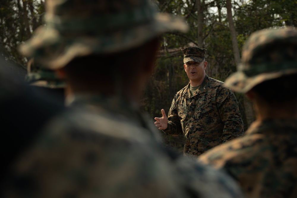 Cobra Gold 23 | 3rd MLG commanding general tours training areas with leaders of Royal Thai Marine Corps