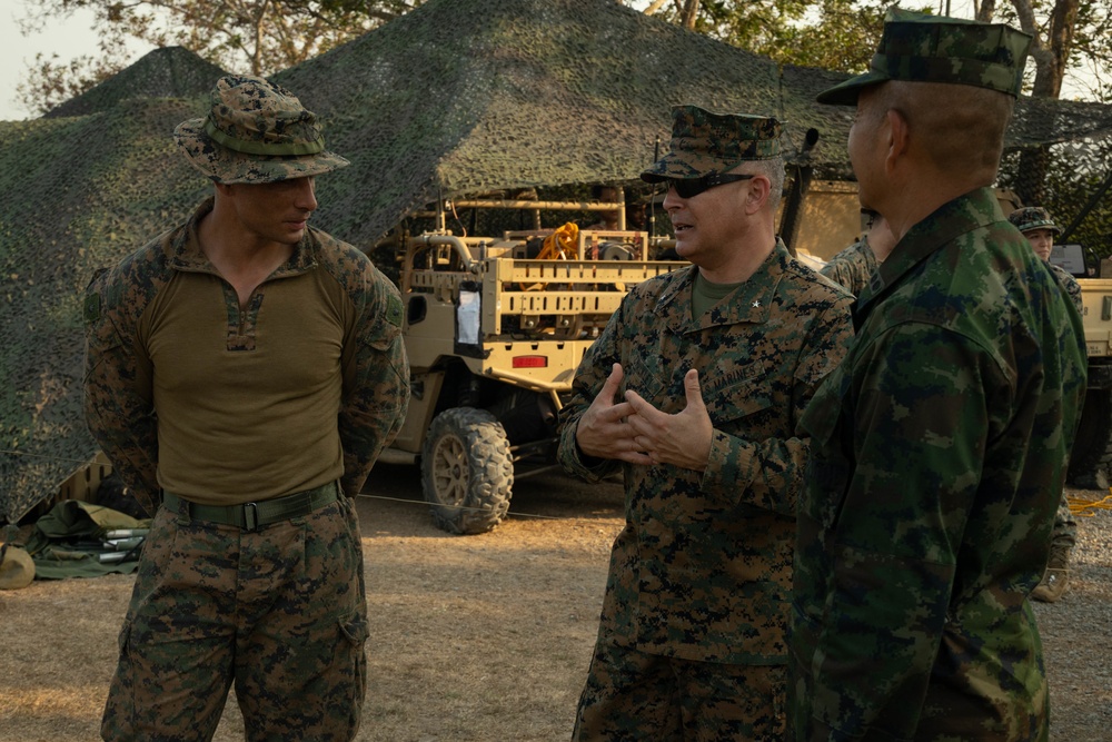 Cobra Gold 23 | 3rd MLG commanding general tours training areas with leaders of Royal Thai Marine Corps