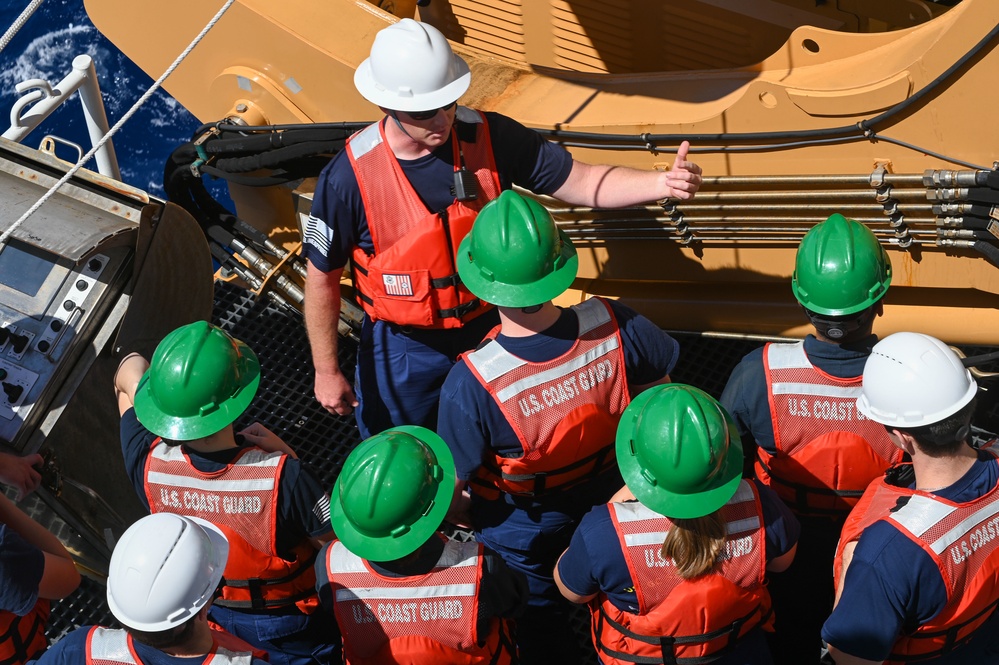 USCGC Stone’s crew conducts small boat training while underway
