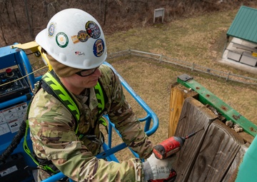 182nd Civil Engineer Squadron working on Scout Climbing Tower