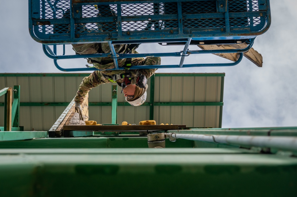 182nd Civil Engineer Squadron working on Scout Climbing Tower