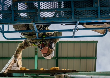 182nd Civil Engineer Squadron working on Scout Climbing Tower