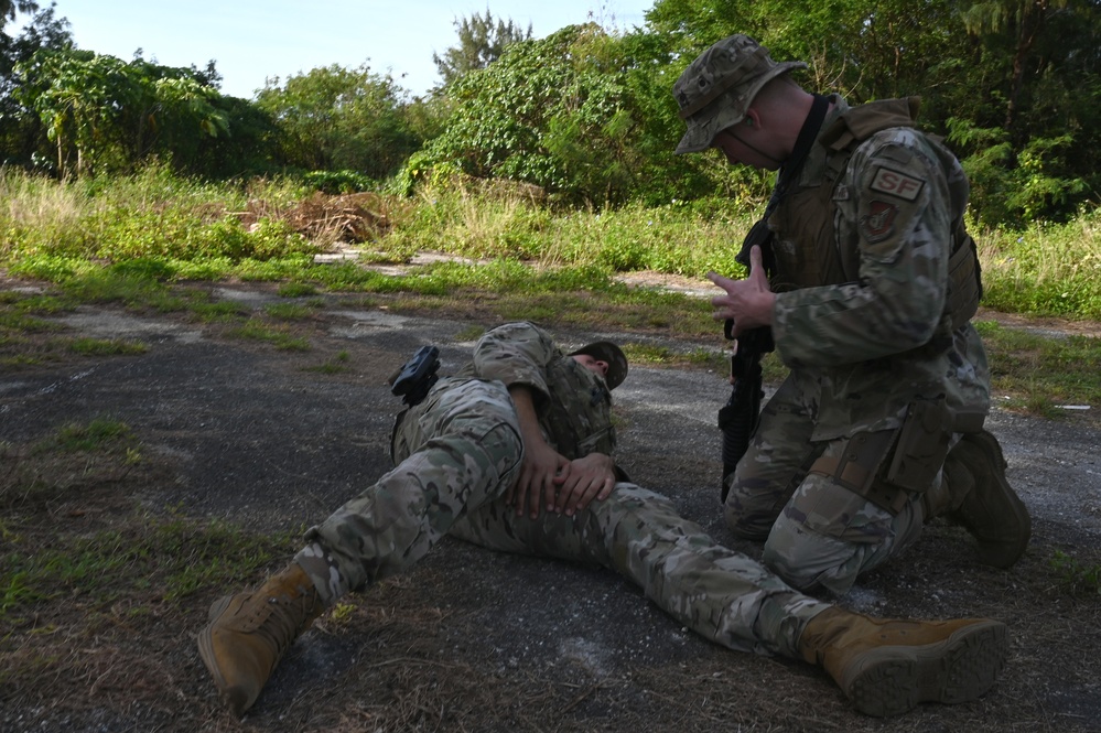 3rd AEW Security Forces personnel practice TCCC during AR 23-1