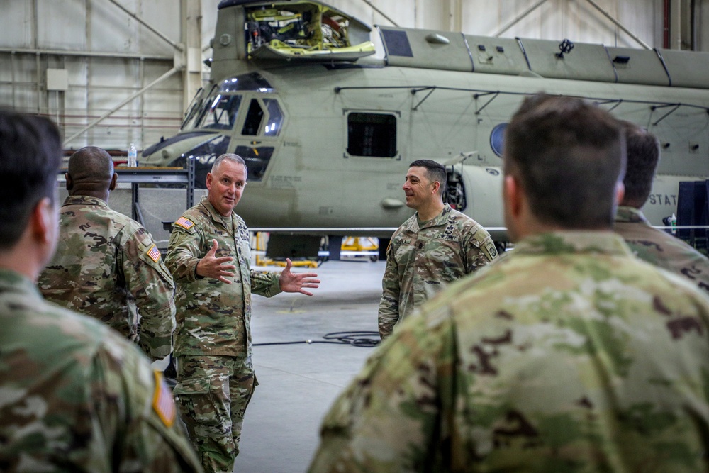 Command Sgt. Maj. Wilson and Maj. Gen. McCurry Visit the 82nd Combat Aviation Brigade