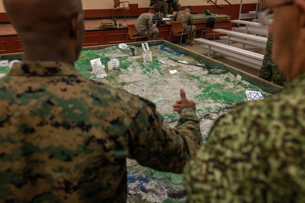 U.S. Marine Corps Col. Reginald J. McClam gives a base tour to the Commandant of the Columbian Marine Corps