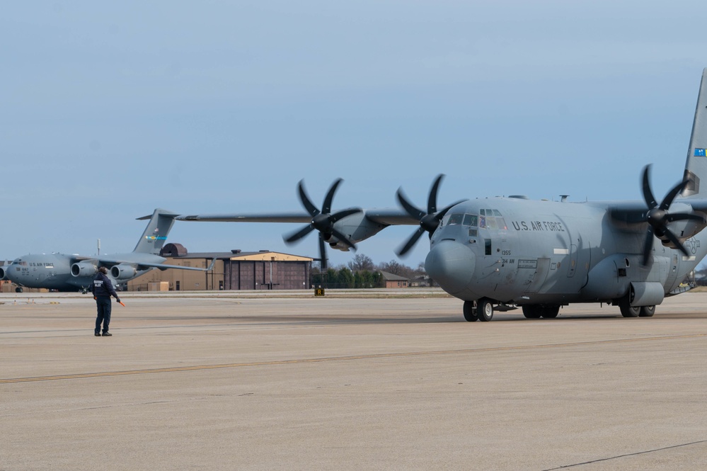 C-130J's land on Scott Air Force Base