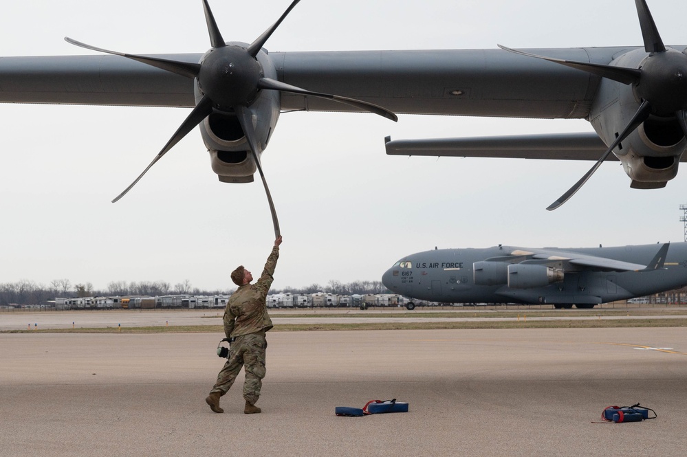 C-130J's land on Scott Air Force Base