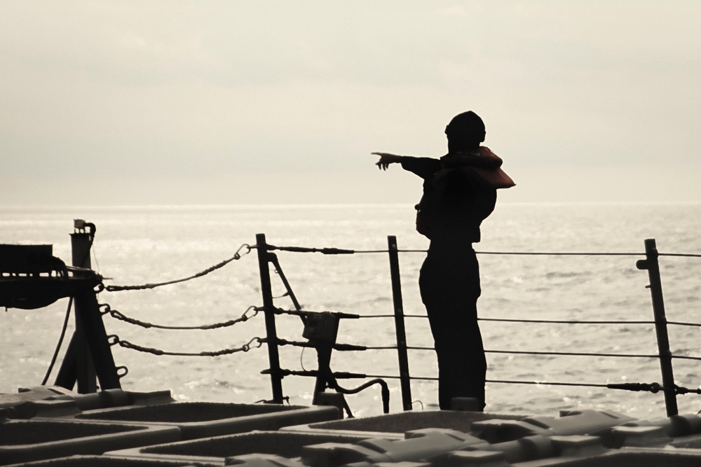 Man Overboard Drill Aboard USS McFaul