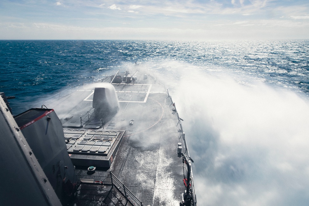 USS McFaul Sails the Atlantic Ocean