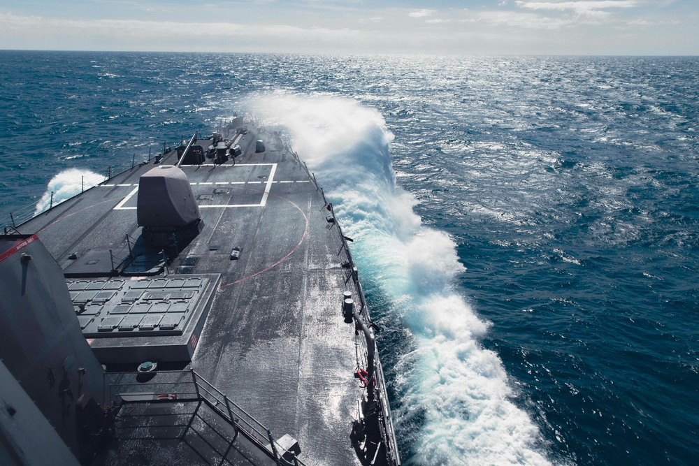 USS McFaul Sails the Atlantic Ocean