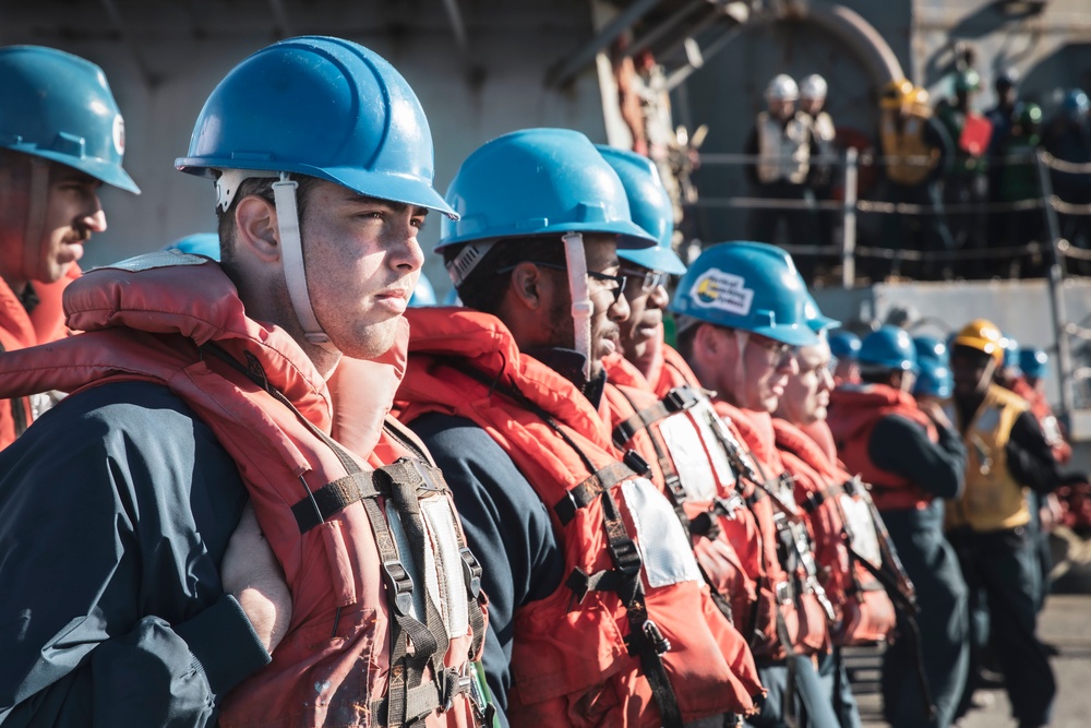 USS MCFAUL CONDUCTS A REPLENISHMENT-AT-SEA