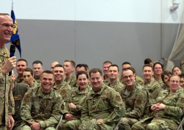 Lt. Gen. Healy speaking during 310th Space wing at Schreiver Space Force Base