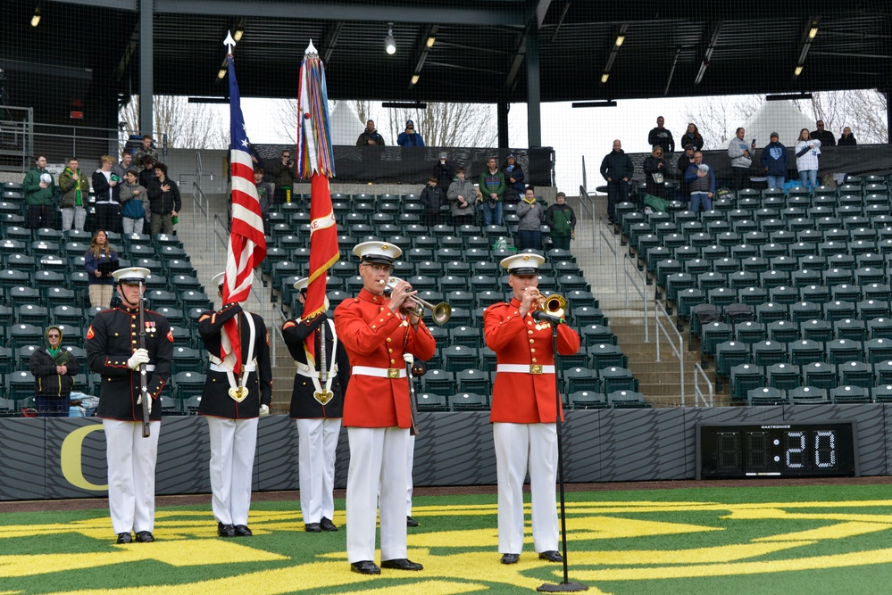 Marines Perform at University of Oregon Baseball Game