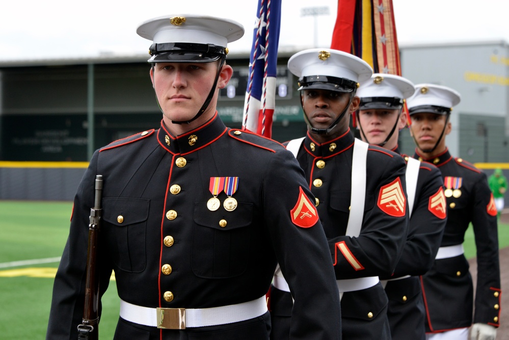 Marines Perform at University of Oregon Baseball Game