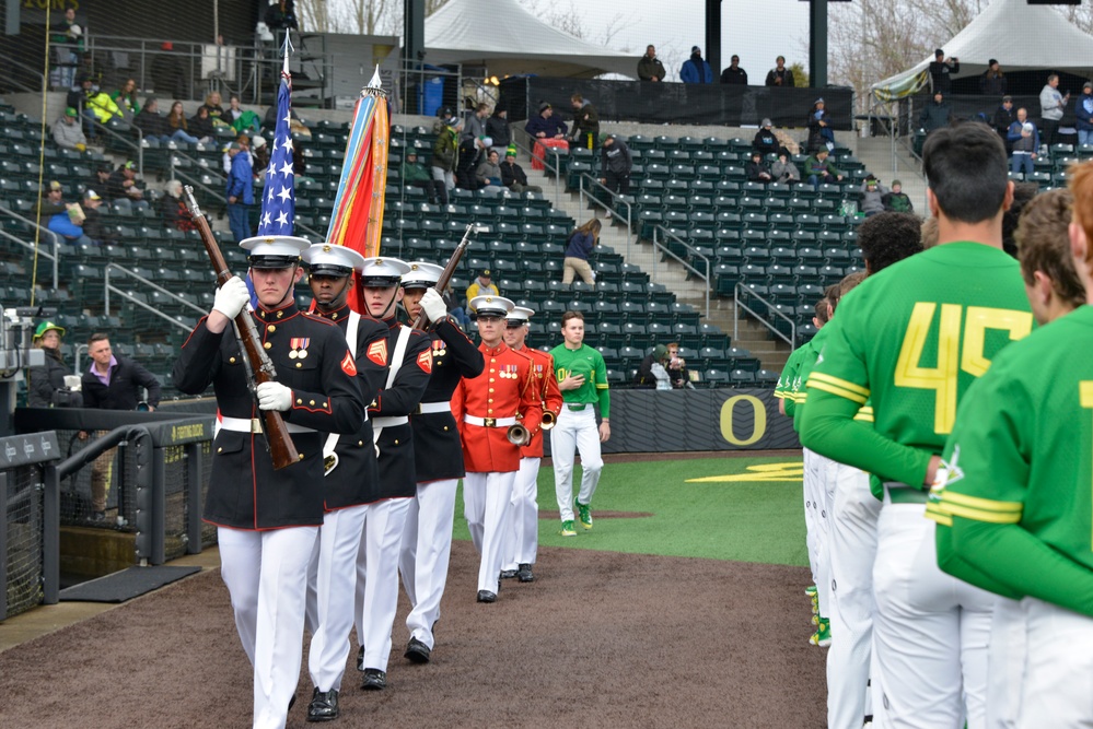 Marines Perform at University of Oregon Baseball Game