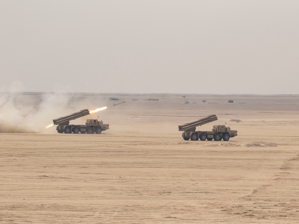 Task Force Spartan, KLF Field Artillery combined for joint fire mission during exercise Al Tahreer