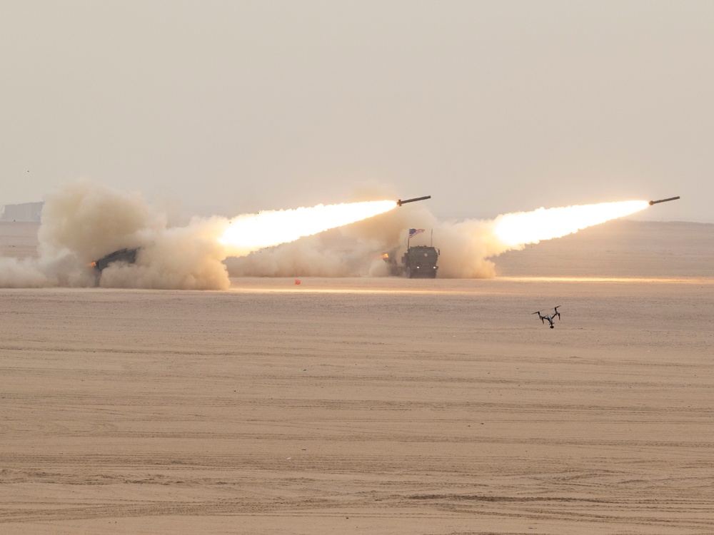 Task Force Spartan, KLF Field Artillery combined for joint fire mission during exercise Al Tahreer