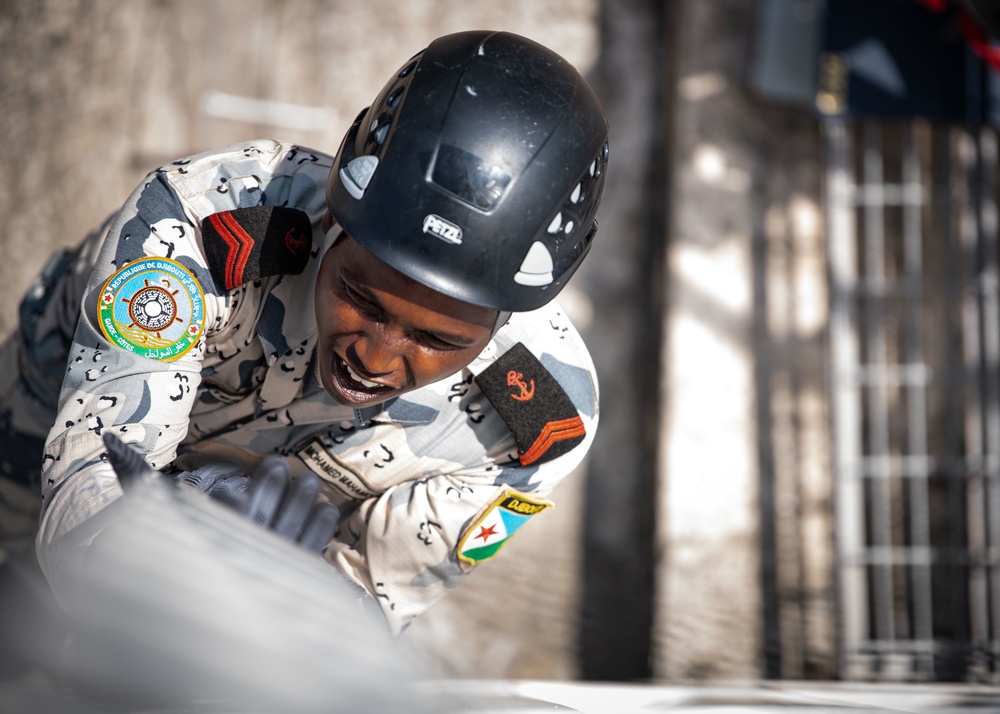 Cutlass Express 2023 participants conduct VBSS boarding training