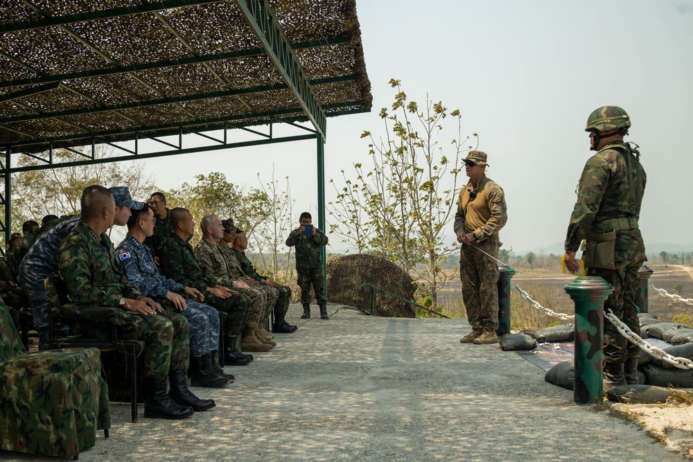 Cobra Gold 23 | CLR-3 commanding officer gathers with multinational leaders to observe a simulated ground assault