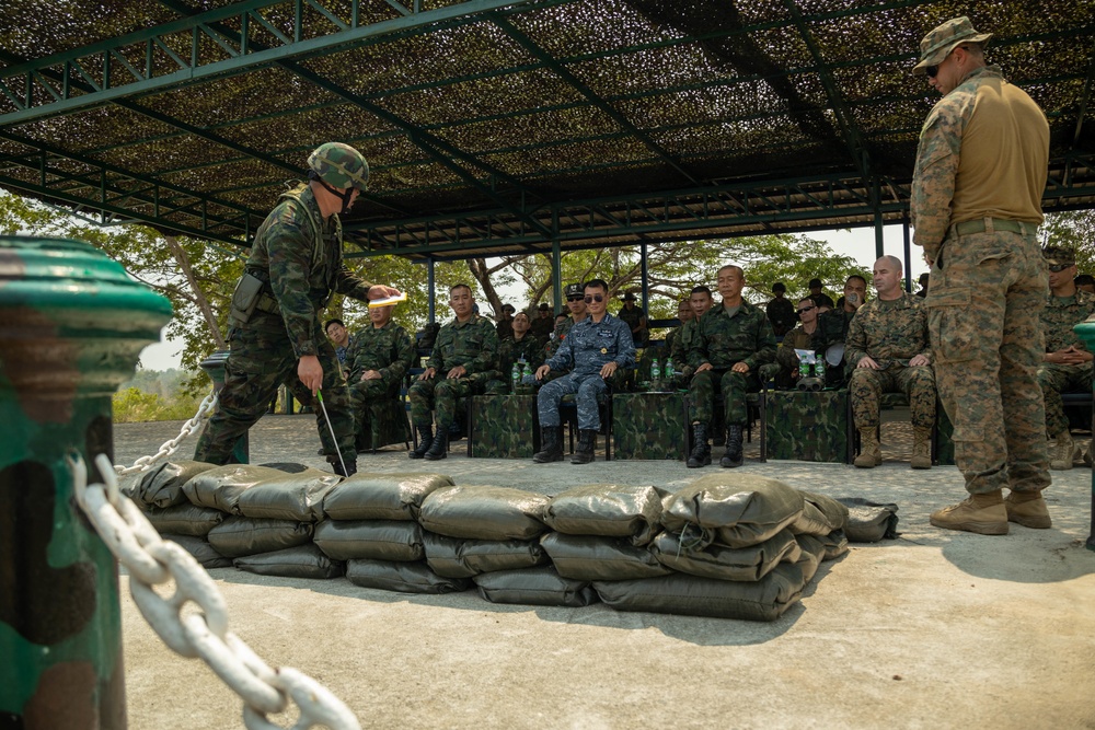 Cobra Gold 23 | CLR-3 commanding officer gathers with multinational leaders to observe a simulated ground assault