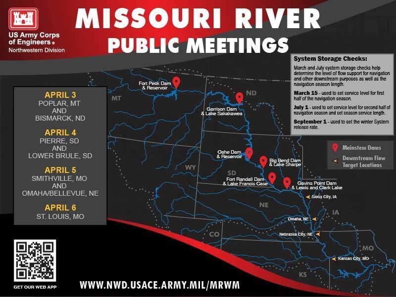 Upper basin runoff forecast below average; Gavins Point releases to increase for navigation flow support; April public meetings