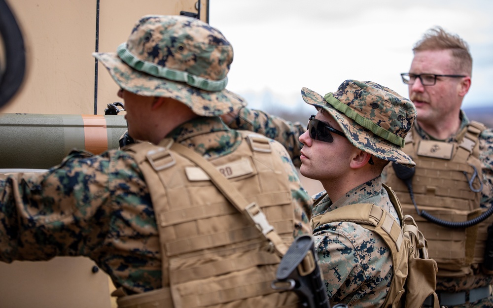 Marines with Anti-Tank Training Company fire TOW Missiles on a JLTV near Fort Smith, Arkansas